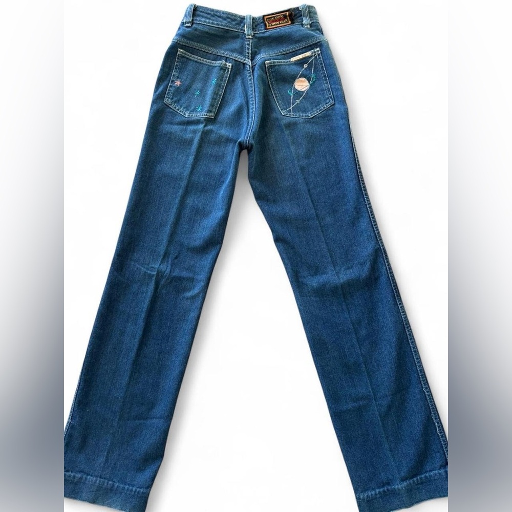 Vintage 70s Bon Bon Space Embroidered Jeans, 24”-26” waist